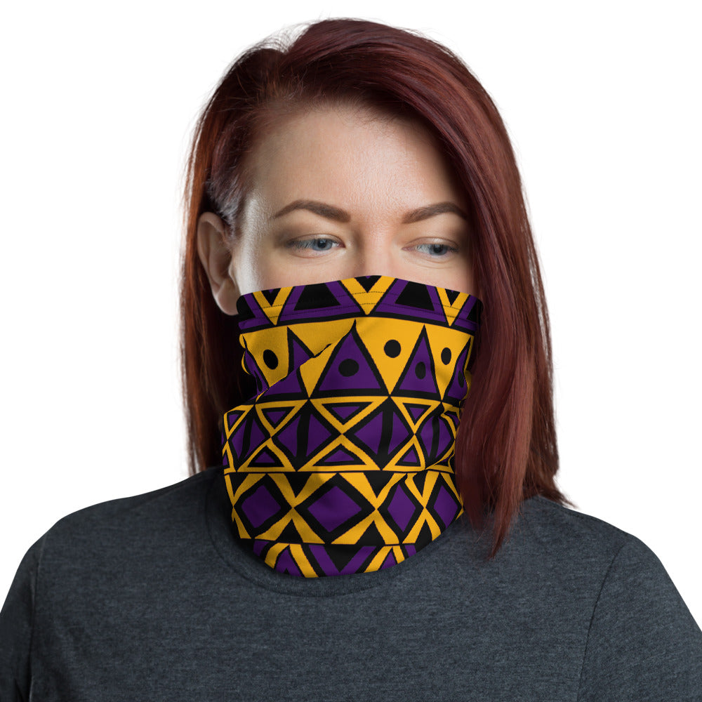 Purple and Gold Tribal Pattern Face Cover