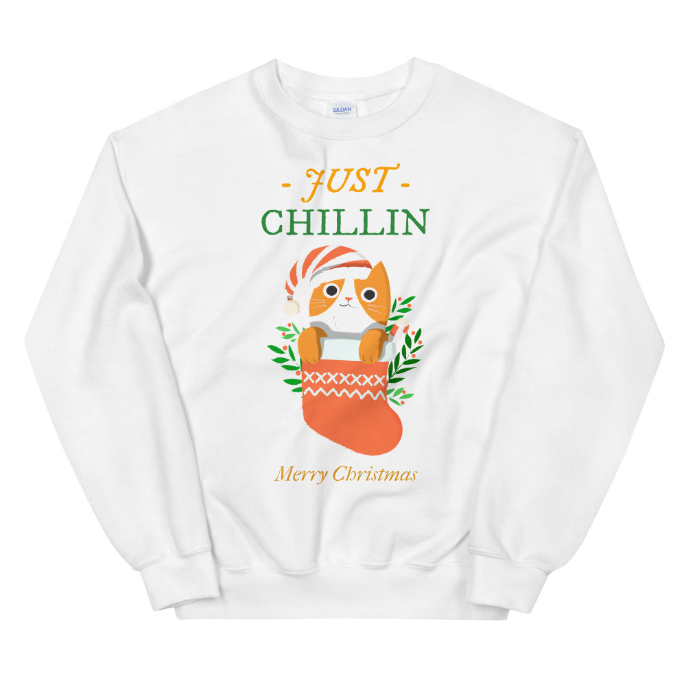 Just Chillin Christmas Cat Unisex Sweatshirt